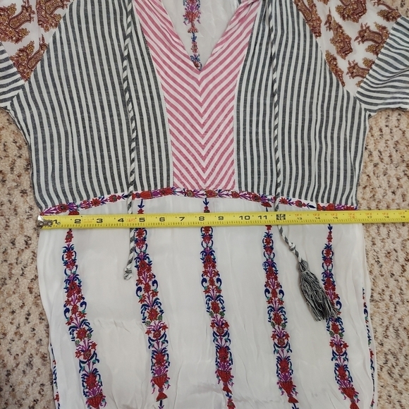 Sundance Mixed Print Striped Embroidered Floral Dress Women’s S Bohemian - Picture 9 of 16